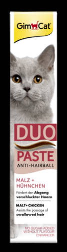 GimCat Anti Hairball Duo Paste Hühnchen ,Malz - kiegészítő eleség (szőroldó) paszta macskák részére (50g)