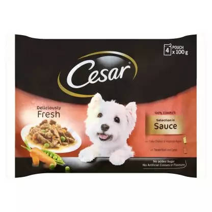 Cesar Adult alutasakos (csirke,sárgarépa,marha,zöldség) - szószban kutyák részére (4x100g)