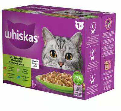 Whiskas Selection Menu – Nedves eledel (tonhal, lazac, csirke, marha aszpikban) macskák részére