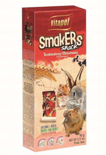Vitapol Smakers rúd (eper) - prémium duplarúd - rágcsálók és nyulak részére (90g)