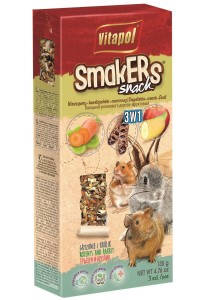 Vitapol Smakers rúd (gyümölcs,zöldség,szentjánoskenyér) - prémium duplarúd - rágcsálók és nyulak részére (135g)