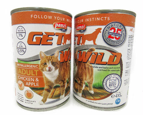 Panzi Getwild Adult (csirke,alma) konzerv - Felnőtt macskák részére (415g)