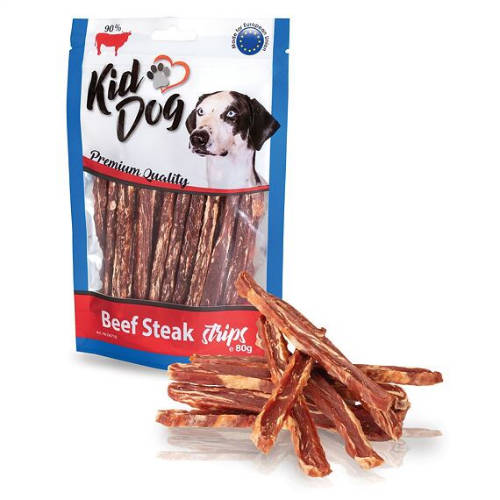 KidDog Beef Steak in strip - jutalomfalat (marha) kutyák részére (80g)