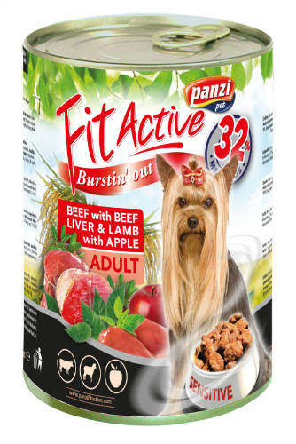 FitActive konzerv Adult - nedveseledel (marha,máj,bárány) felnőtt kutyák részére (415g)
