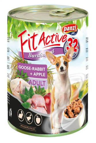 FitActive konzerv Adult - nedveseledel (liba,nyúl,alma) felnőtt kutyák részére (415g)