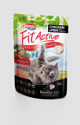 Panzi FitActive Cat 3in1 Adult (baromfi,hal) száraztáp - Felnőtt macskák részére (300g)