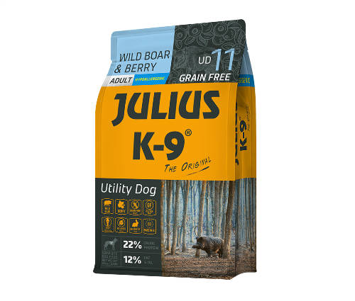 JULIUS K-9 3kg Utility Dog Hypoallergenic Wild boar,berry Adult (Vaddisznó,bogyók) száraztáp - Felnőtt kutyák részére (3kg)