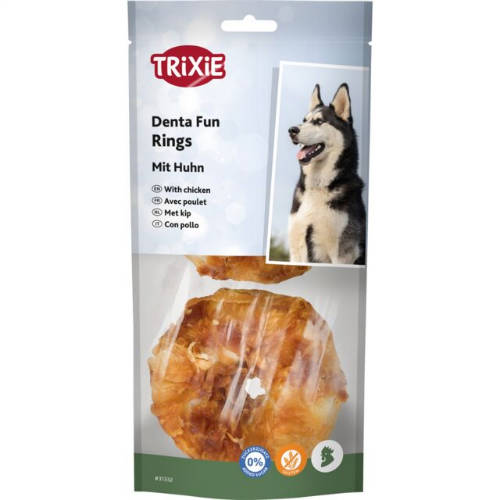 Trixie Denta Fun Chicken Chewing Rings - jutalomfalat (csirke,marhabőr) Ø20cm (225g)