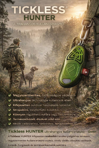 TICKLESS Hunter vegyszermentes ultrahangos kullancsriasztó minden korosztály számára