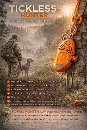 TICKLESS Hunter vegyszermentes ultrahangos kullancsriasztó (narancs) minden korosztály számára