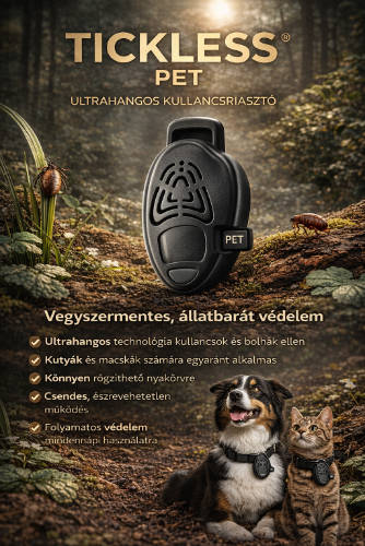 Tickless Pet – ultrahangos kullancs- és bolhariasztó készülék - fekete
