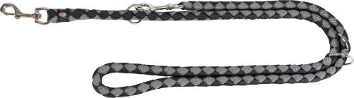 Trixie Cavo Leash - állítható, fonott póráz (fekete,ezüst) kutyák részére (L-XL) 2m/ø18mm