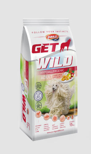 Panzi GetWild Hypoallergenic  Lamb,rice Adult (bárány,rizs) száraztáp - Táplálék intoleranciás felnőtt kutyák részére (15kg)