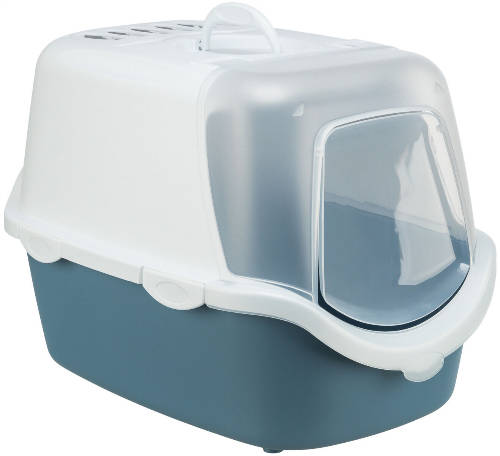 Trixie Vico Open Top Litter Tray, with Hood - fedeles macska wc (kék/fehér) macskák részére (40x40x56cm)
