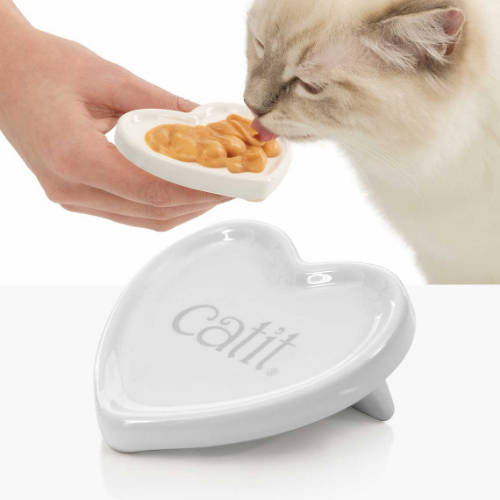 Catit Creamy - kináló, szívecske formájú kerámia tál macskák részére