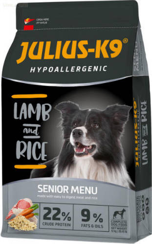 JULIUS K-9 12kg Senior/Light Hypoallergenic (bárány,rizs) száraztáp -  Idős és/ vagy túlsúlyos felnőtt kutyák részére