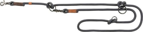 Trixie Be Nordic Leash - állítható póráz fonott kötélből (szürke/barna) L-XL (2m/Ø13mm)