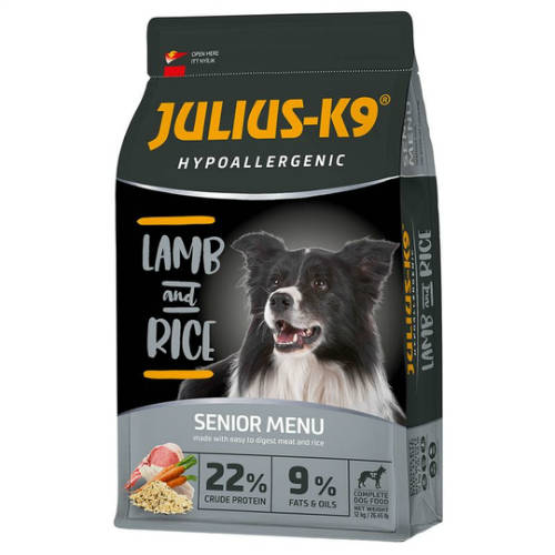 JULIUS-K9 3kg SENIOR/LIGHT HYPOALLERGENIC Lamb&Rice (bárány&rizs) - Idős és/vagy túlsúlyos felnőtt kutyák részére