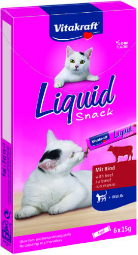 Vitakraft Cat Liquid Snack - jutalomfalat szósz (marha,inulin) macskák részére (6x15g)