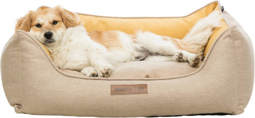 KT24:Trixie Lona Bed - négyszögletes, peremes fekhely (sárga/homokszín) kutyák részére (80x60cm)