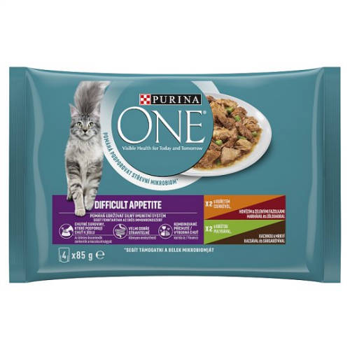 Purina One Difficult Appetite - alutasakos (csirke,pulyka, marha,z.bab) felnőtt macskák részére (4x85g)