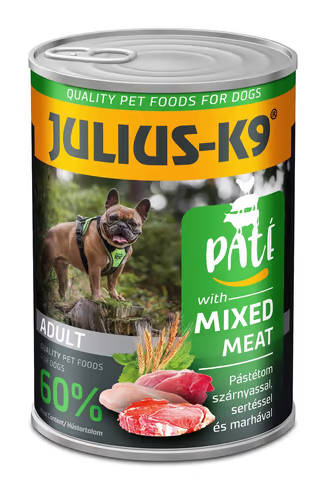 JULIUS - K9 paté mixed meat - nedveseledel (szárnyas,sertés,marha) felnőtt kutyák részére (400g)