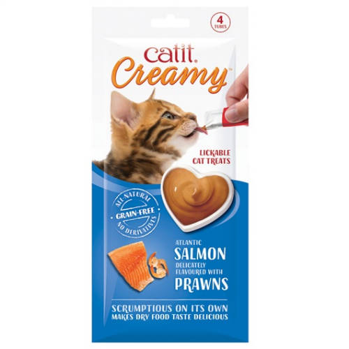 Catit Creamy salmon&prawns - jutalomfalat krém (garnélás) macskák részére (4x15g)
