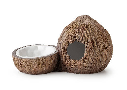 Exo-Terra Coconut Hide & Water Dish Set - búvóhely, vízestál (kókuszdió formájú) terráriumokba (20x11x11cm)