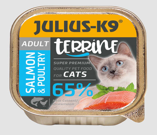 Julius-K9 Cat Terrine Adult Salmon&Poultry - nedveseledel (lazac,szárnyas) felnőtt macskák részére (100g)