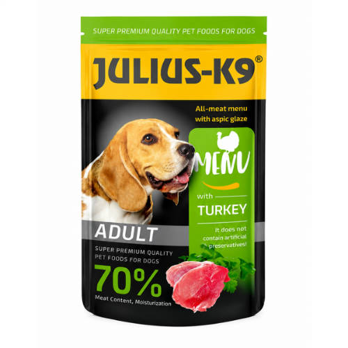 JULIUS-K9 nedves eledel felnőtt kutyák részére - PULYKÁS (125g)