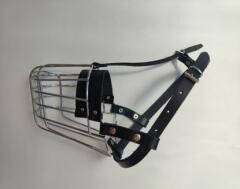 Szájkosár (fém, bőrszíjas) Malinois jellegű kutyák részére (méret:J0/4) 10cm/8.5cm/33cm