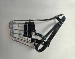 Szájkosár (fém, bőrszíjas) Belga juhász kutyák részére (méret:G1/5) 12cm/10.5cm/34cm