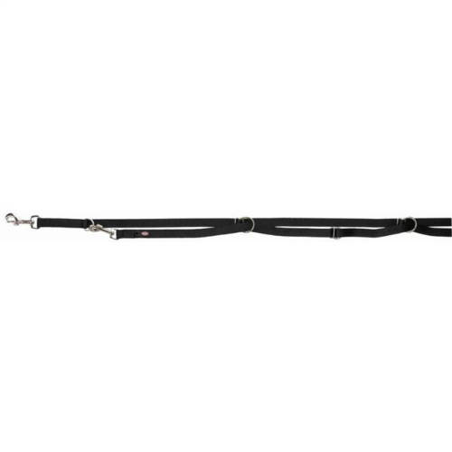 KT24: Trixie Premium Adjustable Leash, Extra Long - állítható póráz - fekete (M-L) 3m/20mm