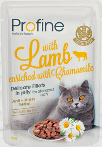 Profine Sterilized Cat Pouch filets in Jelly with Lamb (bárány) - Alutasakos macskák részére (85g)