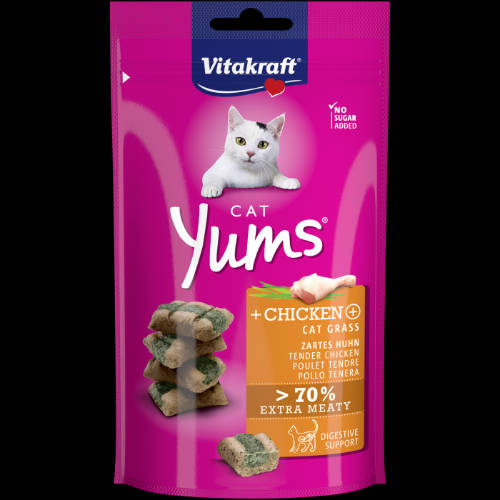 Vitakraft Cat Yums Snack - puha jutalomfalat (csirke,macskafű) macskák részére (40g)