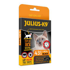 Julius K-9 Cat Collar - Bolha-, kullancs riasztó (fekete) nyakörv macskák részére (43cm)