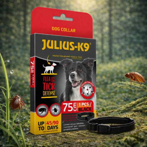 Julius-K9 Dog Collar - Bolha-, kullancs riasztó (fekete) nyakörv kutyák részére (75cm)