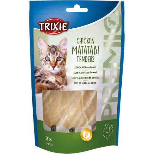 KT24:Trixie Premio Chicken Matatabi Tenders  - jutalomfalat (csirkemell,matatabi) macskák részére (3db/55g)