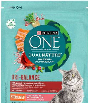 Purina ONE Dual Nature Sterilized - szárazeledel (Lazac, áfonya) macskák részére (750g)
