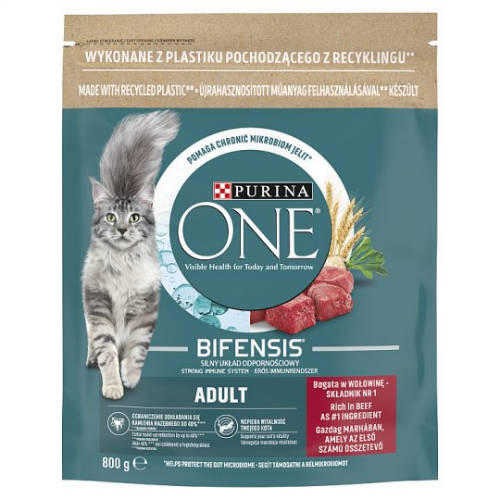 Purina ONE Adult Bifensis (marha,gabona) száraztáp felnőtt macskák részére (800g)
