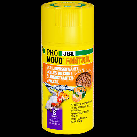 JBL Pronovo Fantail Grano S - Granulált táplálék S-es méretű fátyolhal és egyéb 3-10 cm-es aranyhal fajtákhoz (100ml/56g)