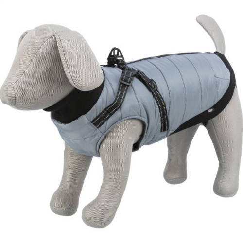 Trixie Coat Pontis with Harness - kabát hámmal (szürke, vízlepergető) kutyák részére (M) 45cm