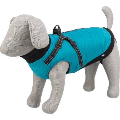 Trixie Coat Pontis with Harness - kabát hámmal (aquakék, vízlepergető) kutyák részére (XS) 27cm