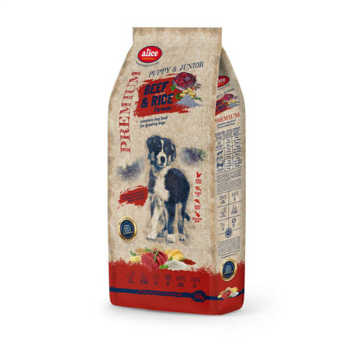 alicePROFESSIONAL 17kg Puppy&Junior Beef&Rice száraztáp - Kölyök kutyák részére