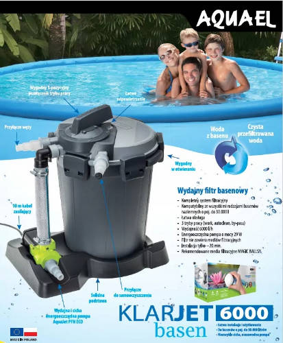 AquaEl KLARJET POOL 6000 - homokszűrő úszómedencékbe (max:30000 liter)
