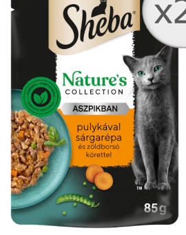 Sheba Nature's Collection Adult - Alutasakos aszpikban - (Pulyka,sárgarépa,zöldborsó) felnőtt macskák részére (85g)