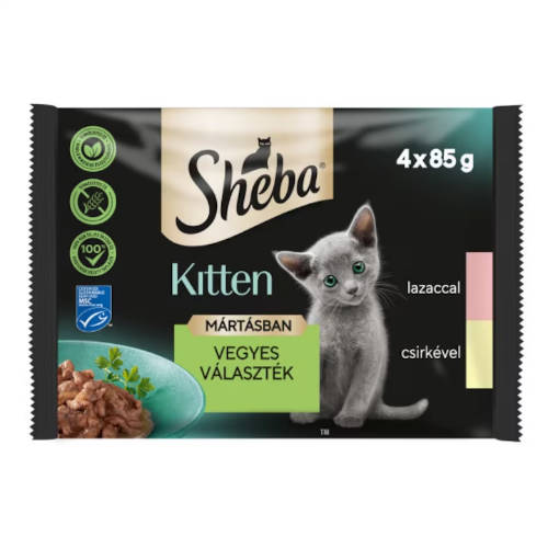 Sheba Kitten Selectie Mix - alutasakos mártásban (lazac,csirke) kölyökmacskák részére (4x85g)