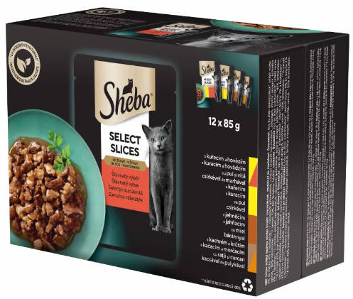 Sheba Selection in Sauce Adult - Alutasakos (Húsos válogatás, szószban) macskák részére (12x85g)