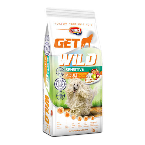 Panzi GetWild 15kg Adult Sensitive Turkey (chicken&wheat free) - Pulyka (csirke és búzamentes)