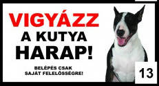 Kutyatábla - fém (bullterrier) 20x40cm